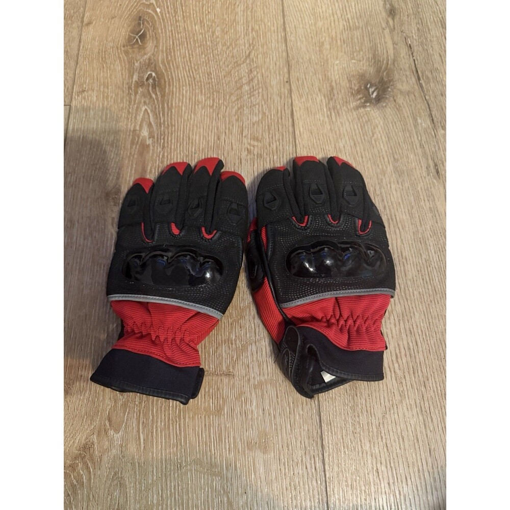 Olympia Adult Red Black Padded Knuckle Protection Motorcycle Gloves Size Large